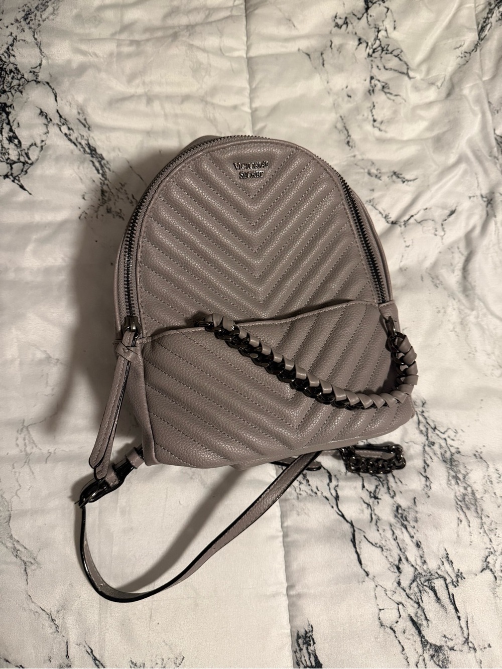 Michael Kors Quilted Chevron Mini Backpack - Gray